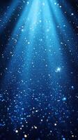 Sparkling blue lights create a magical atmosphere of wonder and tranquility during a nighttime event photo