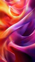 Colorful flowing fabric creates an abstract pattern of vibrant hues and smooth textures in a dynamic composition photo
