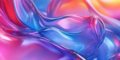 Abstract fluid shapes in vibrant colors create a dynamic visual experience in a contemporary art setting photo