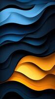 Flowing abstract layers of blue and gold create a captivating visual effect in contemporary design photo