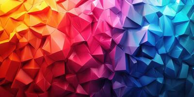 Vibrant geometric pattern showcasing a gradient from red to blue created with 3D shapes and textures photo