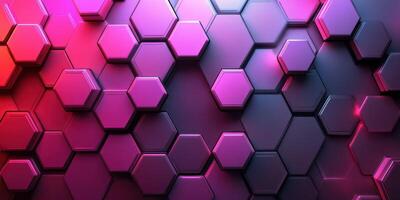 Colorful hexagonal pattern with gradient lighting creating a modern abstract background photo