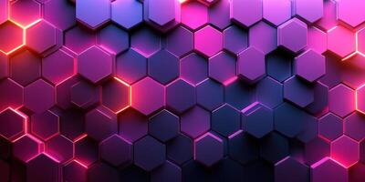 Colorful hexagonal patterns create a mesmerizing wall display illuminated in vibrant shades at a digital art exhibition photo