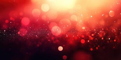 Vibrant red and gold bokeh background creating an energetic and warm atmosphere for celebrations photo