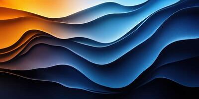Abstract waves of color in shades of blue and orange create a stunning visual contrast in a dynamic composition photo