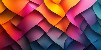 Colorful abstract paper waves create a dynamic visual expression of movement and energy in a vivid display photo