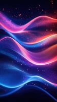 Colorful wave patterns with glowing lights create dynamic visual effects in a dark background photo