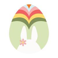 Colorful Easter Egg Illustrations with Patterns, Bunnies, and Flower. vector