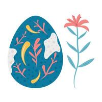 Cute and Colorful Easter Egg Design with Bunnie, Hearts, and Floral Patterns vector