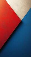 Vibrant geometric design with bold red, cream, and blue colors against a textured background photo