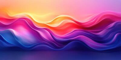 Colorful abstract waves flow in gradients at sunset with vibrant hues of pink, orange, and blue photo