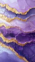 Elegant abstract design featuring shades of purple and gold accents in a flowing pattern photo