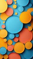 Colorful abstract circles create a playful and vibrant background design filled with dynamic shapes and hues photo