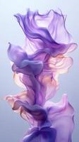 Ethereal purple fabric swirling gracefully in elegant flow against a soft background photo