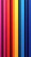 Colorful vertical stripes create an abstract pattern in a vibrant art installation displayed in an indoor space during daylight photo