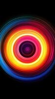 Vibrant circular light patterns create a captivating display of colors in an abstract design photo