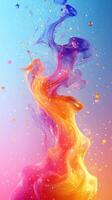 Colorful swirling liquid art with vibrant hues and sparkling bubbles in abstract design photo