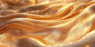 Shimmering golden fabric undulating with soft waves under gentle light in a serene atmosphere photo