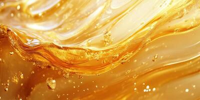 Golden liquid swirls with bubbles capturing the essence of a vibrant summer day photo