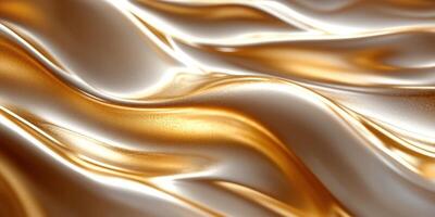 Textured fabric waves in gold and silver tones create an elegant backdrop for design and decoration projects photo