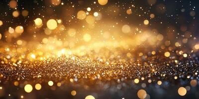 Sparkling golden particles create a dreamy background effect for festive celebrations and special events photo