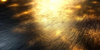 Golden reflections on metallic surface spark creativity in abstract art design photo