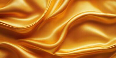 Elegantly folded golden satin fabric showcasing smooth texture and sheen in natural light photo