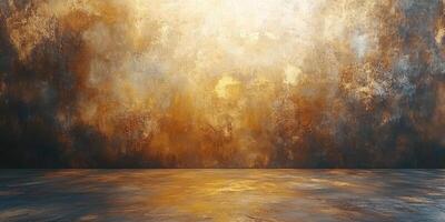 Vibrant abstract landscape presenting a warm gradient with textured layers in golden and brown hues during golden hour photo