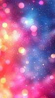 Colorful bokeh background with vibrant hues and sparkling details creating a dreamy effect photo