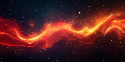 Vibrant plasma waves swirl through cosmic space illuminated by shimmering particle effects photo