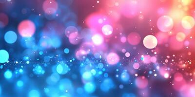 Colorful bokeh lights creating a vibrant atmosphere for celebration or event in an urban setting at night photo