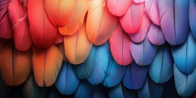 Vibrant colors of feathers create a stunning visual display in a close-up view of nature's artistry photo