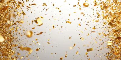 Celebratory golden confetti fills the air during a joyful event at a festive gathering in the evening photo