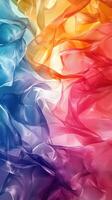 Colorful flowing fabric drapes create a mesmerizing abstract visual pattern in bright hues photo