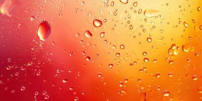 Vibrant droplets reflect colors of orange and pink during sunset over a blurred background photo