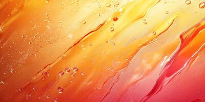 Bright sunlight illuminates droplets on a vibrant orange and red surface, creating an energetic and warm atmosphere photo