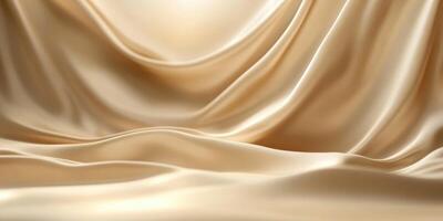 Soft and luxurious golden fabric draping gracefully across a surface for an elegant display or setting photo