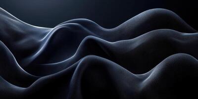Textured waves of dark fabric create a dramatic abstract appearance in soft lighting photo