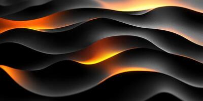 Abstract waves with orange and black gradients illuminated in soft light during the evening hours photo