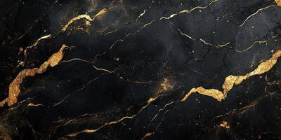 Elegant black marble with gold veins creating a luxurious ambiance for interior design projects photo