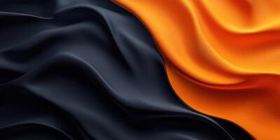 Bold fabric waves in black and orange create a striking visual contrast, showcasing texture and color interplay in the textile art photo