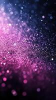 Colorful bokeh effect with vibrant purple and pink particles creating a dreamy atmosphere in a dark background photo