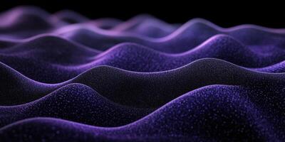 Vibrant purple waves of abstract texture flow gracefully across a dark background photo