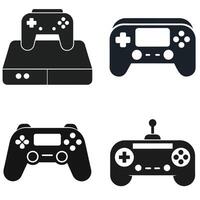 Collection of gaming consoles and controllers in a flat design. vector