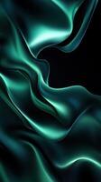 Flowing fabric waves create an elegant texture against a dark background showcasing shades of deep green photo
