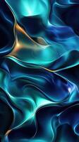Colorful abstract pattern with smooth waves in shades of blue and gold creating a fluid composition photo