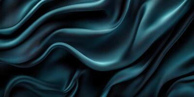 Luxurious dark fabric draped elegantly creating soft waves and shadows in a rich visual texture photo