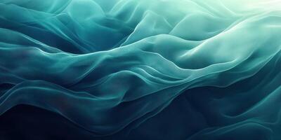Fluid motion of soft fabric in shades of turquoise and teal creates a serene and calming atmosphere photo