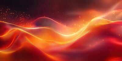 Abstract digital artwork depicting flowing waves of vibrant orange and red colors with a glowing texture and soft lighting photo