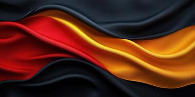 Waves of fabric representing the colors of the German flag flowing gracefully in a harmonious display of black, red, and gold photo